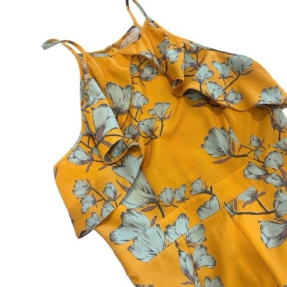 ANTHROPOLOGIE l Crane Floral Print Ruffle Flare Jump Suite Varun Bahl Warbler 10 - Picture 6 of 12